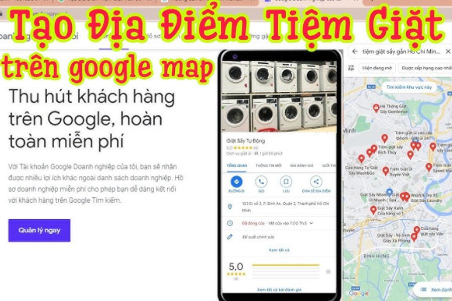 Tạo địa điểm tiệm giặt trên google map giúp khách hàng dễ tiếp cận hơn