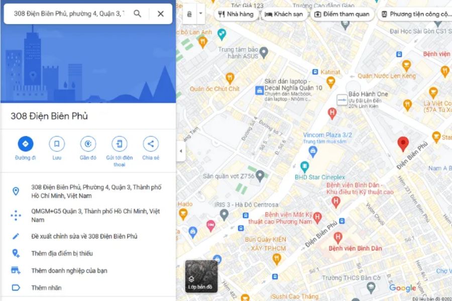 Gõ địa chỉ cần tạo vị trí vào ô tìm kiếm