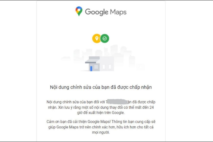 Email xác nhận của Google Maps